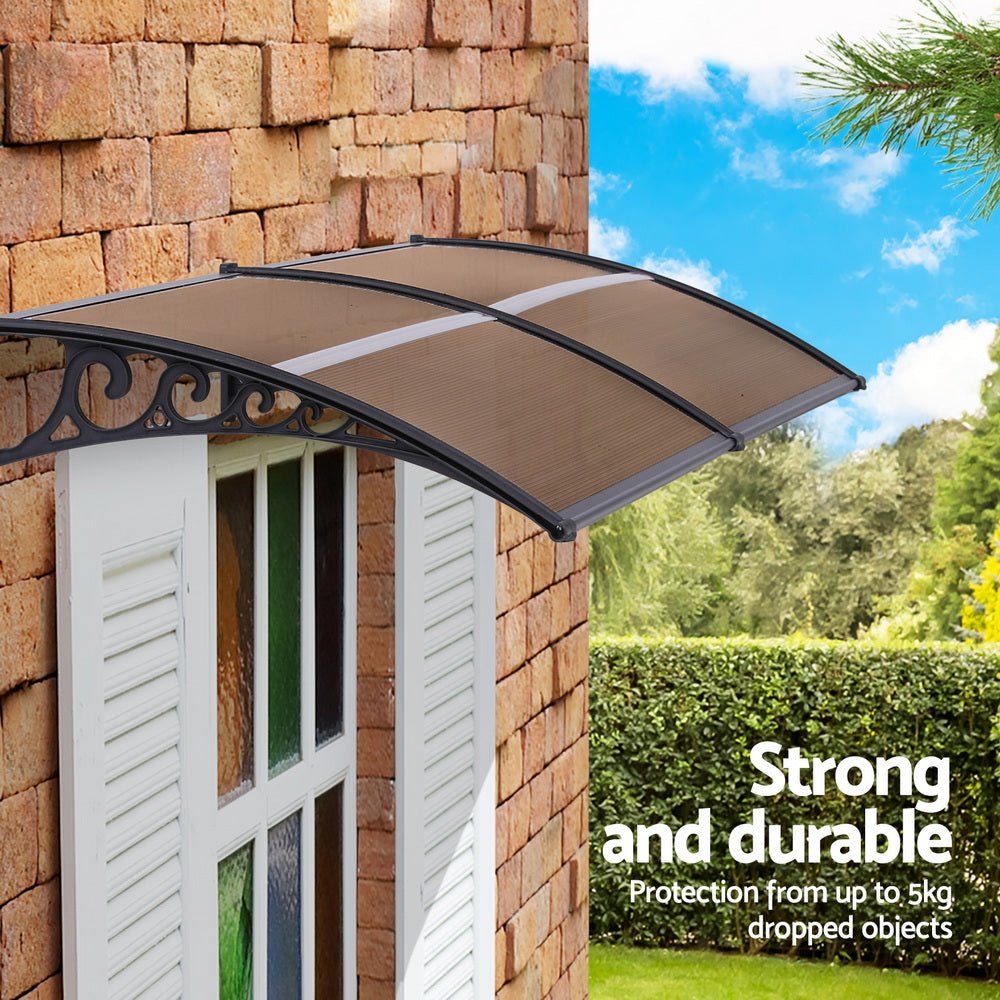 Instahut Window Door Awning 0.8mx2m Brown | Outdoorium