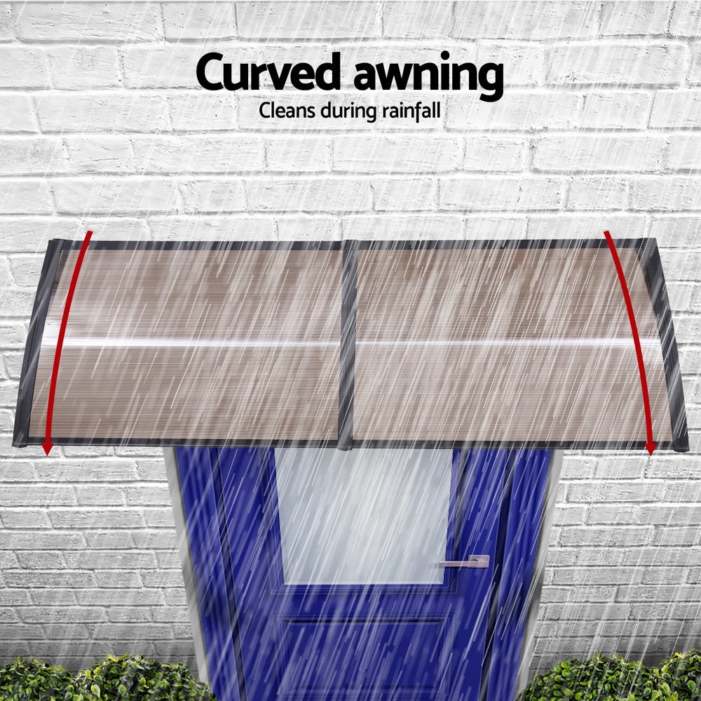 Instahut Window Door Awning 0.8mx2m Brown | Outdoorium