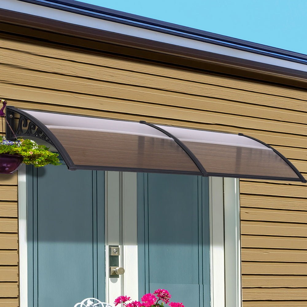 Instahut Window Door Awning 0.8mx2m Brown | Outdoorium