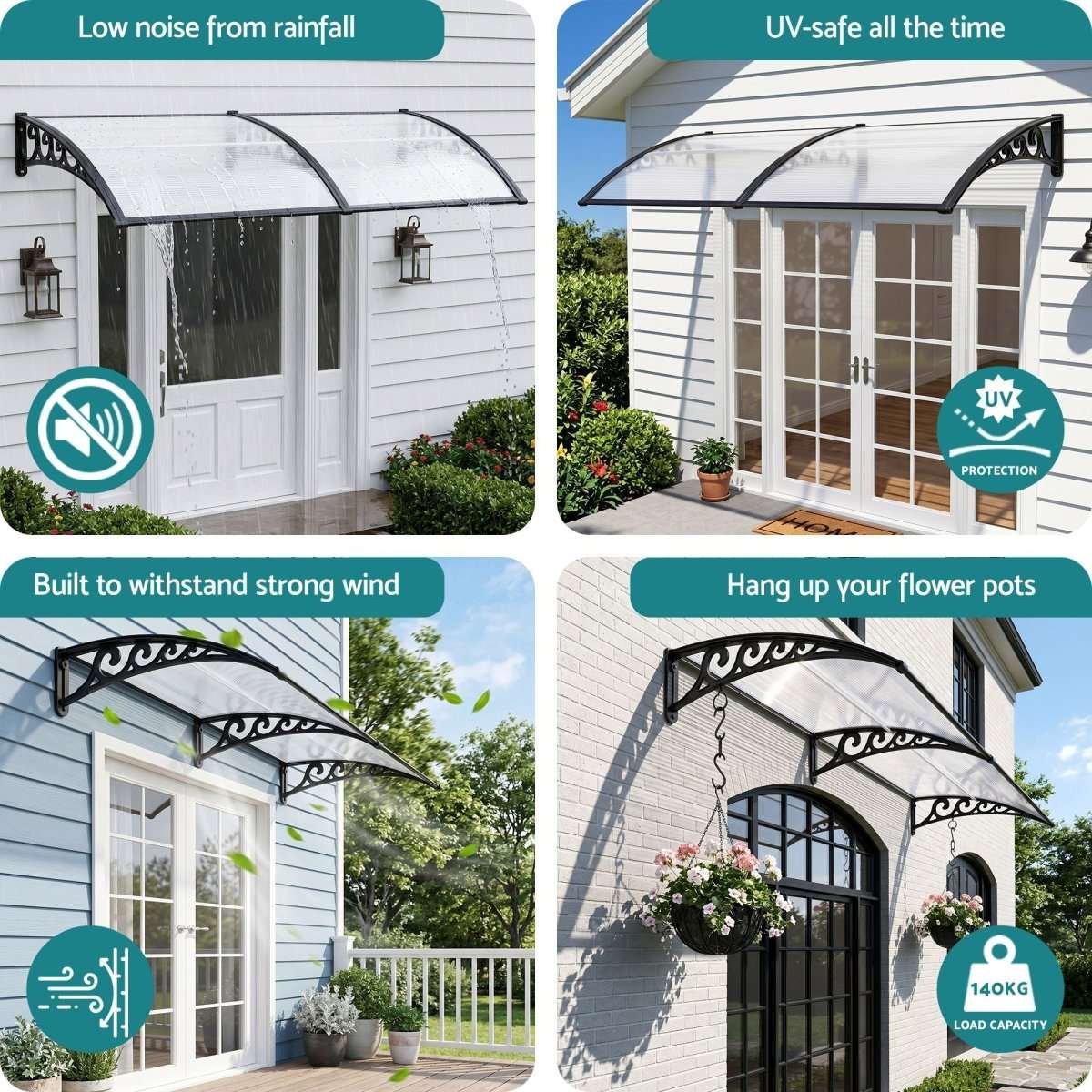 Instahut Window Door Awning 0.8mx2m Transparent | Home & Garden > Shading > Awnings