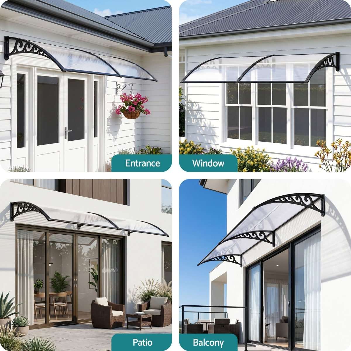 Instahut Window Door Awning 0.8mx2m Transparent | Home & Garden > Shading > Awnings