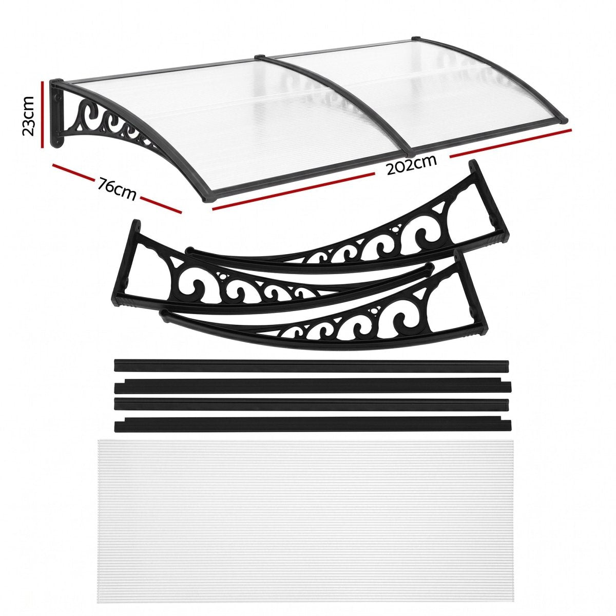 Instahut Window Door Awning 0.8mx2m Transparent | Home & Garden > Shading > Awnings