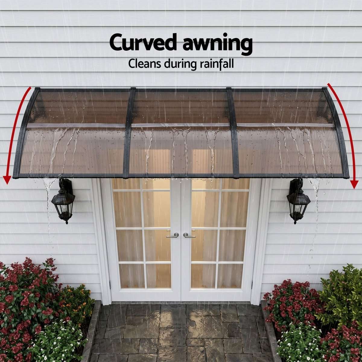 Instahut Window Door Awning 0.8mx3m Brown | Home & Garden > Shading > Awnings
