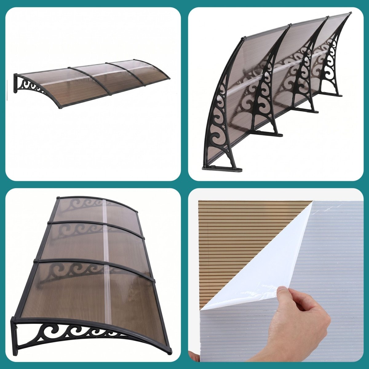 Instahut Window Door Awning 0.8mx3m Brown | Home & Garden > Shading > Awnings