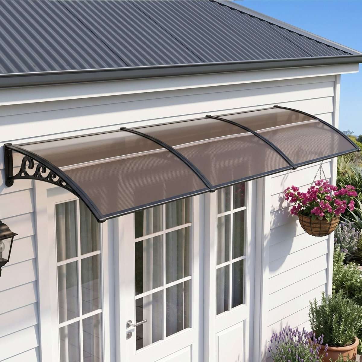 Instahut Window Door Awning 0.8mx3m Brown | Home & Garden > Shading > Awnings