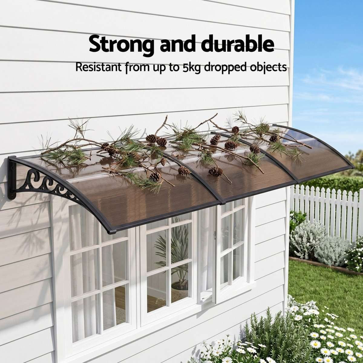Instahut Window Door Awning 0.8mx3m Brown | Home & Garden > Shading > Awnings