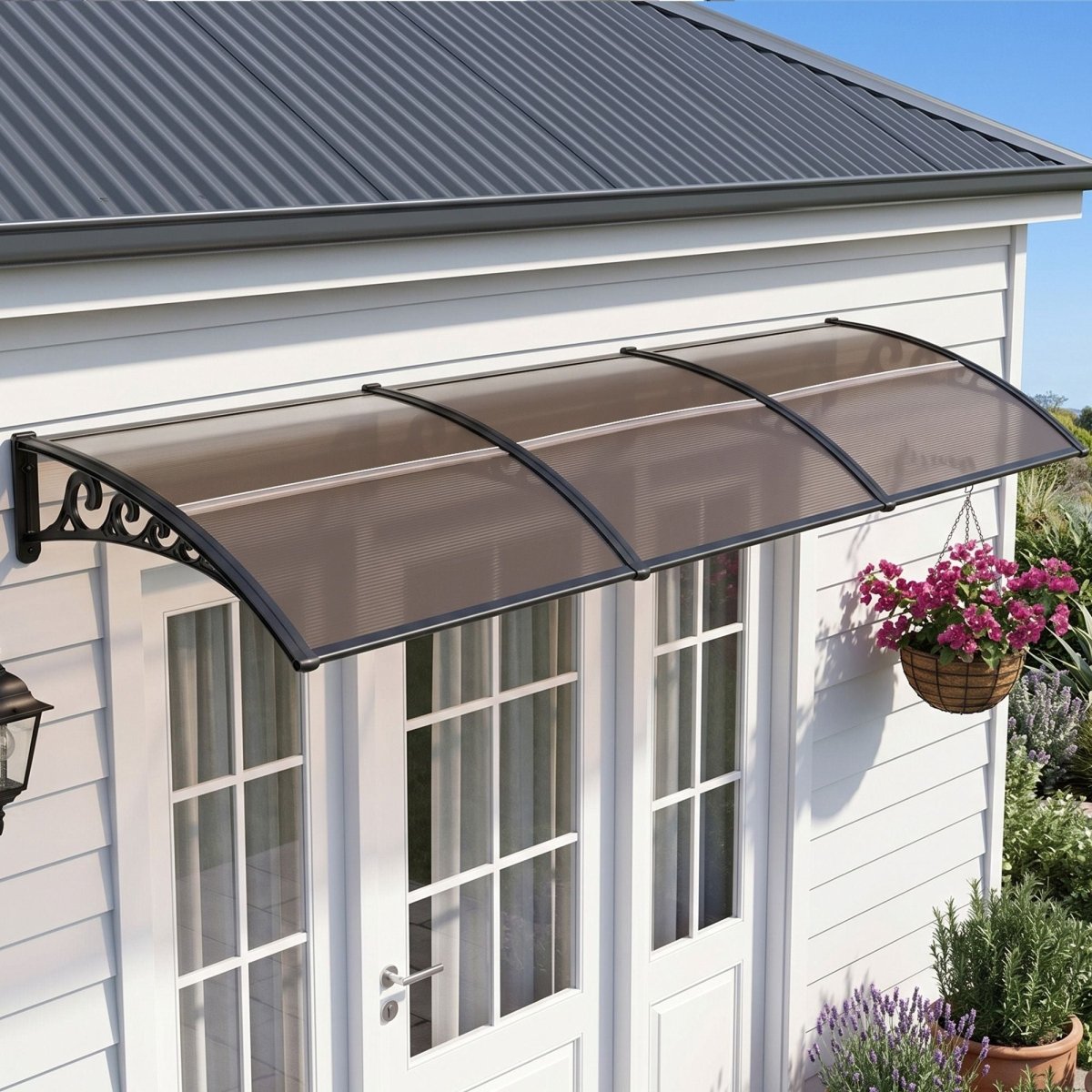 Instahut Window Door Awning 0.8mx3m Brown | Home & Garden > Shading > Awnings