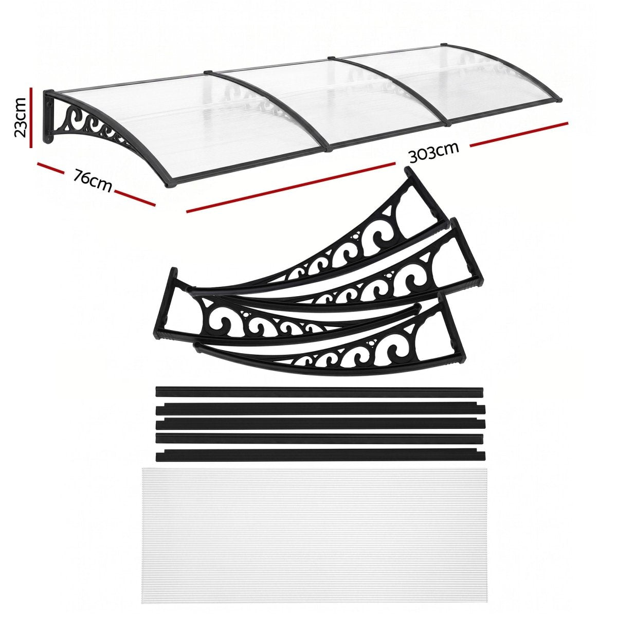 Instahut Window Door Awning 0.8mx3m Transparent | Home & Garden > Shading > Awnings