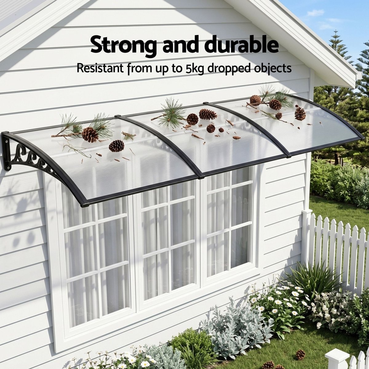 Instahut Window Door Awning 0.8mx3m Transparent | Home & Garden > Shading > Awnings