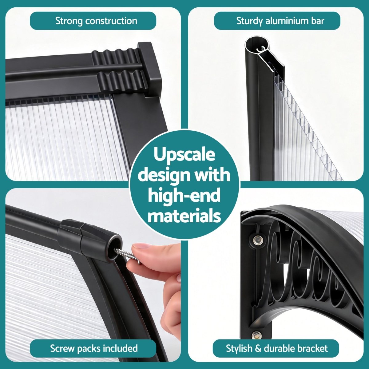 Instahut Window Door Awning 0.8mx3m Transparent | Home & Garden > Shading > Awnings