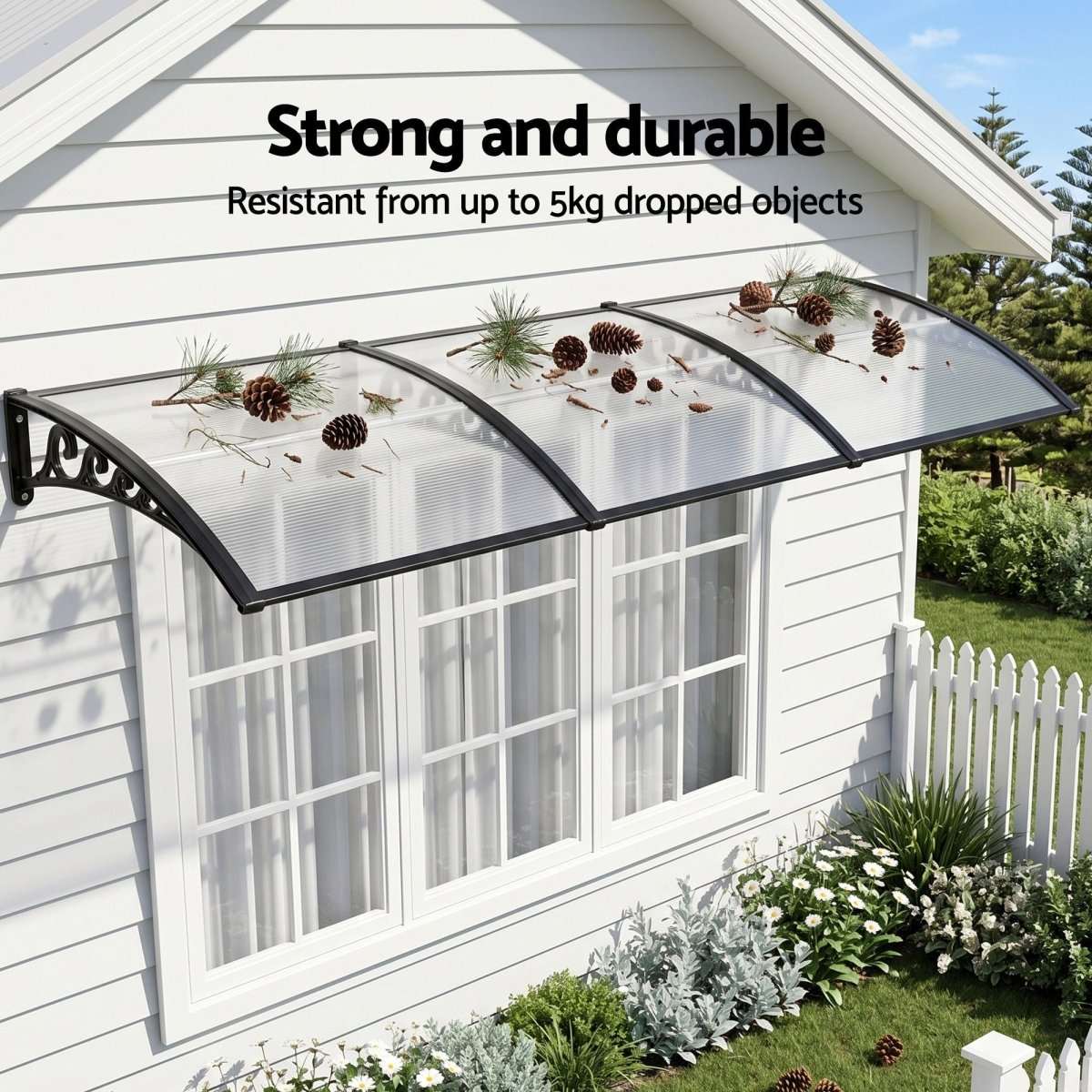 Instahut Window Door Awning 0.8mx3m Transparent | Home & Garden > Shading > Awnings