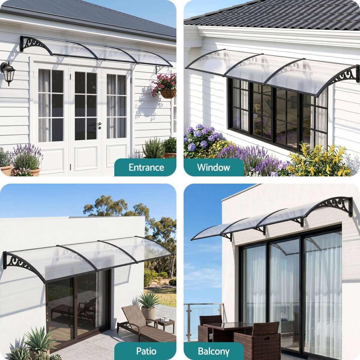 Instahut Window Door Awning 0.8mx3m Transparent | Home & Garden > Shading > Awnings