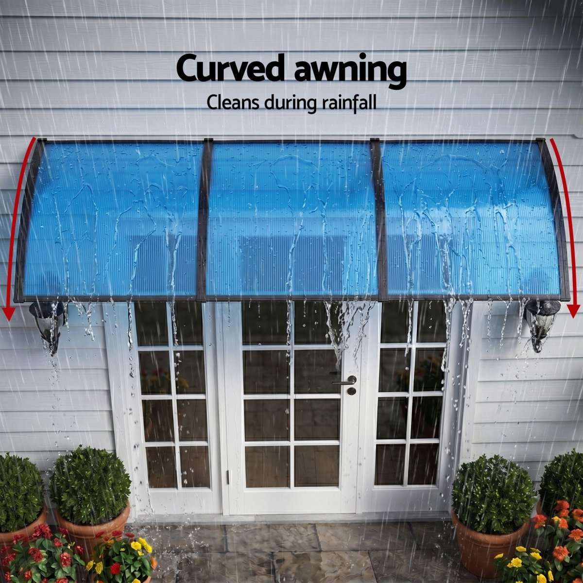 Instahut Window Door Awning 1mx3m Blue | Home & Garden > Shading > Awnings
