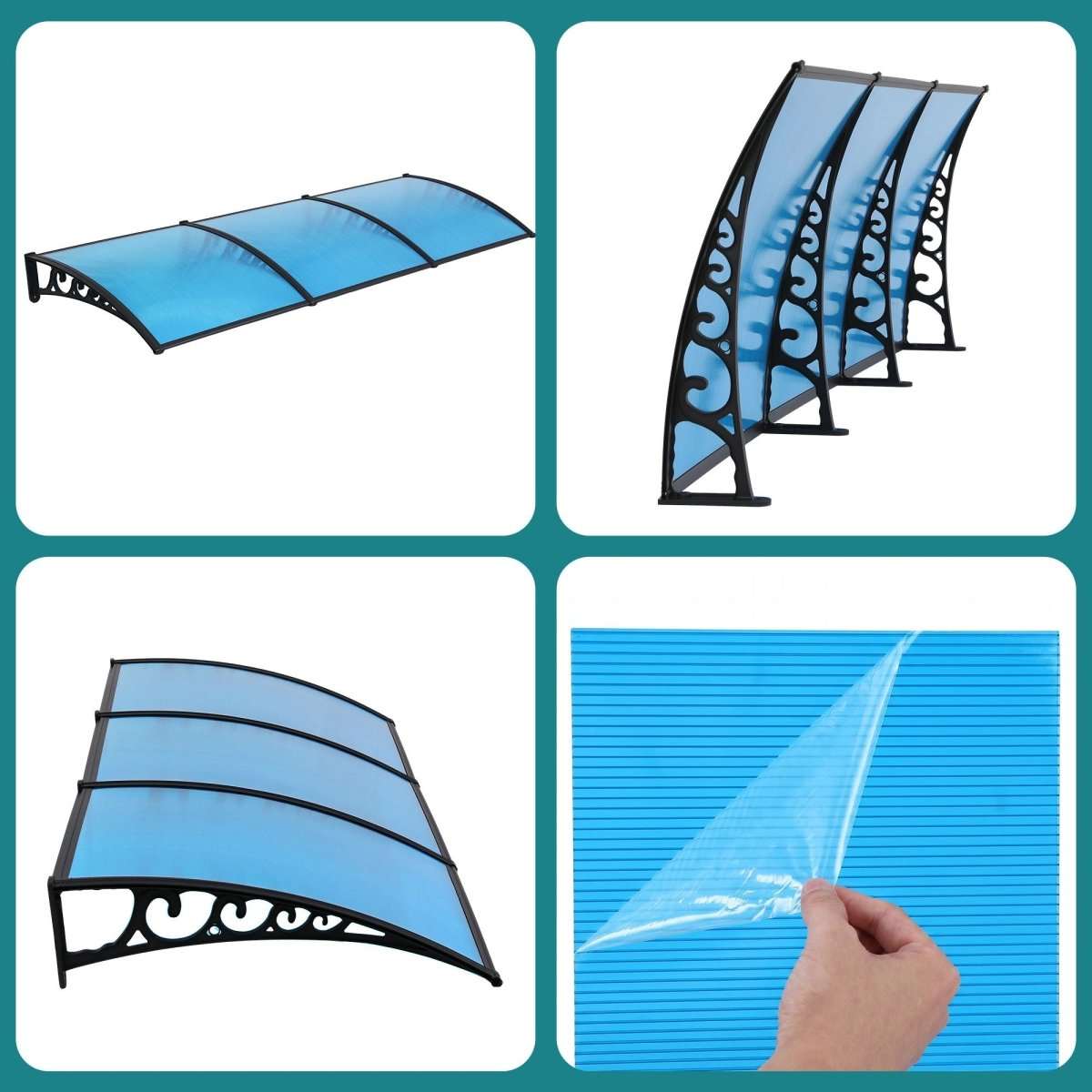 Instahut Window Door Awning 1mx3m Blue | Home & Garden > Shading > Awnings