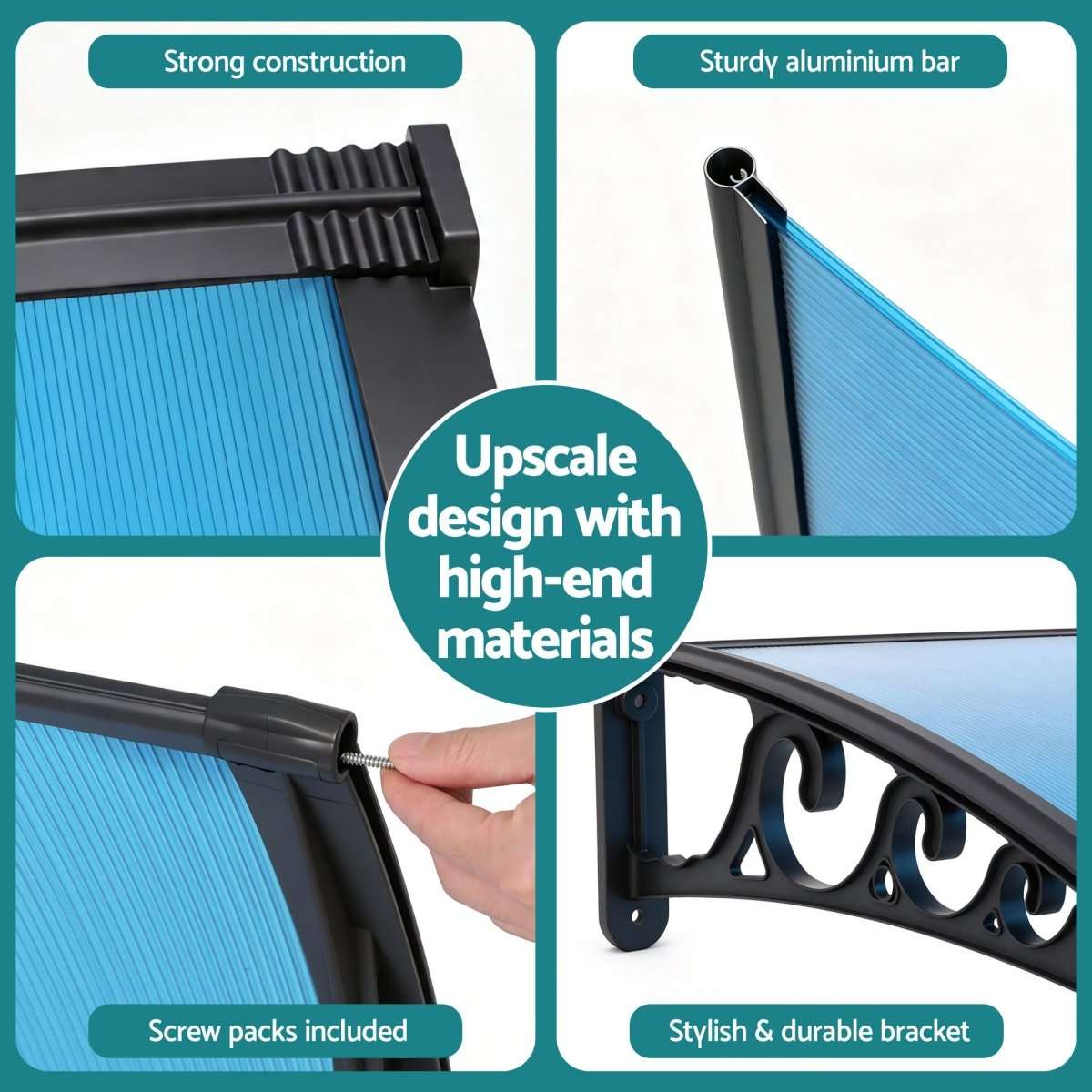 Instahut Window Door Awning 1mx3m Blue | Home & Garden > Shading > Awnings
