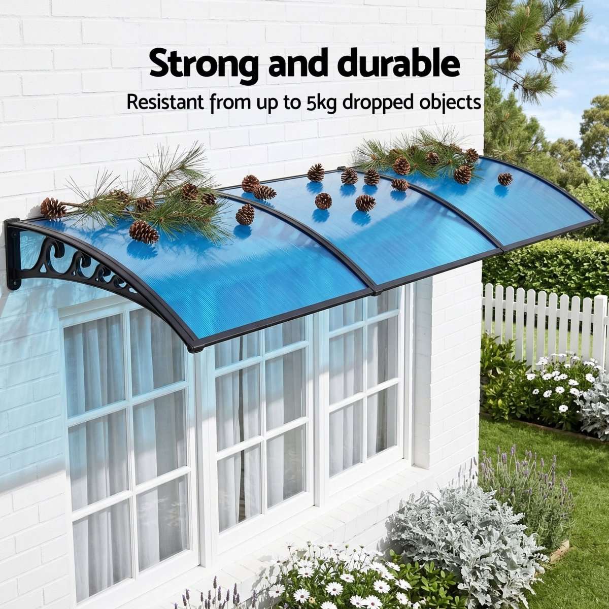 Instahut Window Door Awning 1mx3m Blue | Home & Garden > Shading > Awnings