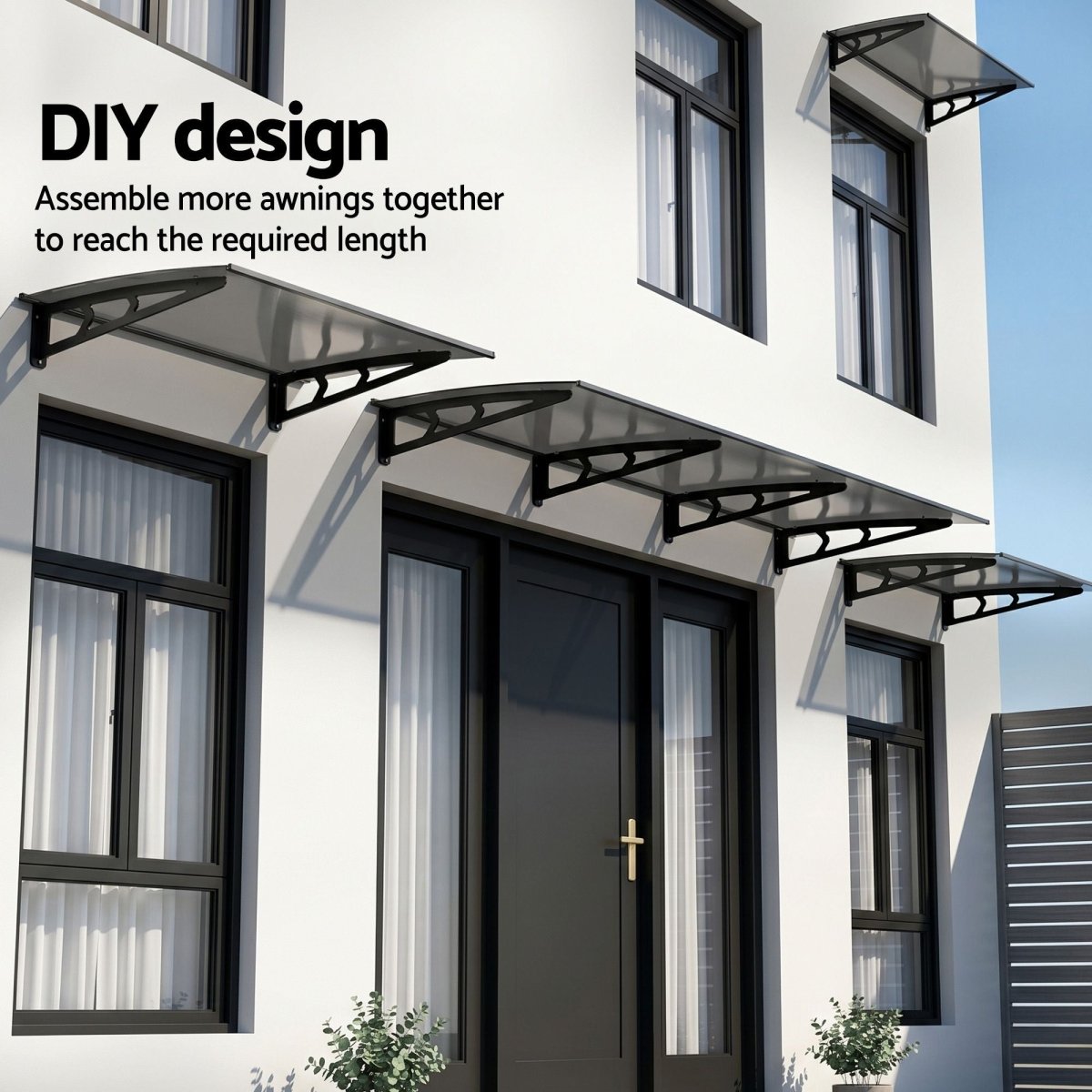 Instahut Window Door Awning Canopy 1m x 3m Grey Solid Sheet Metal Frame | Home & Garden > Shading > Awnings