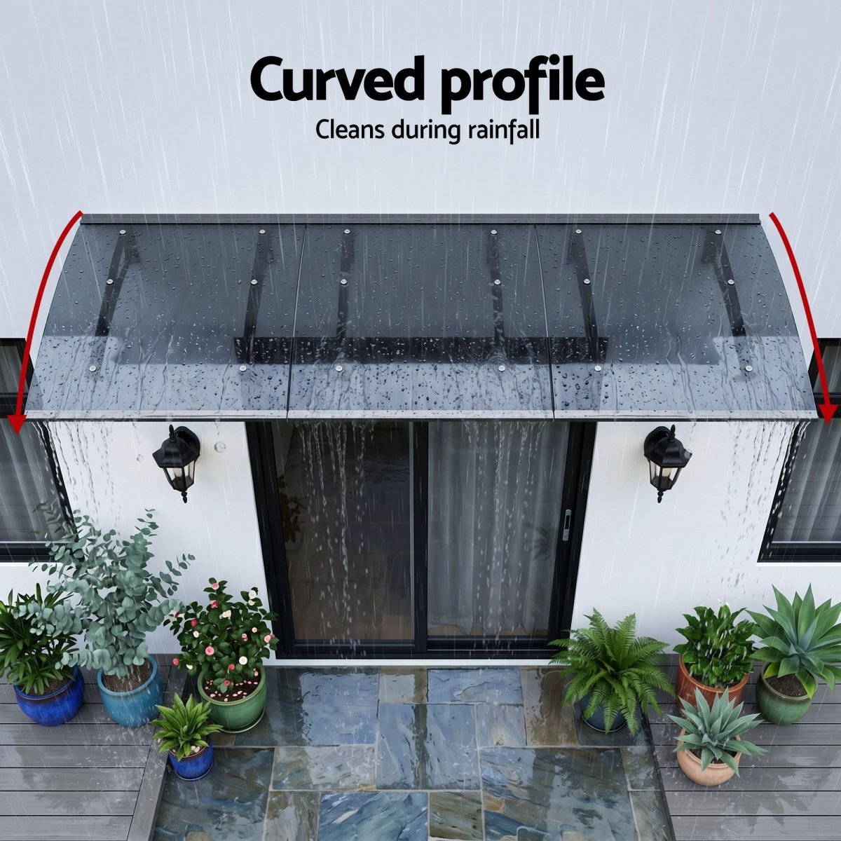 Instahut Window Door Awning Canopy 1m x 3m Grey Solid Sheet Metal Frame | Home & Garden > Shading > Awnings