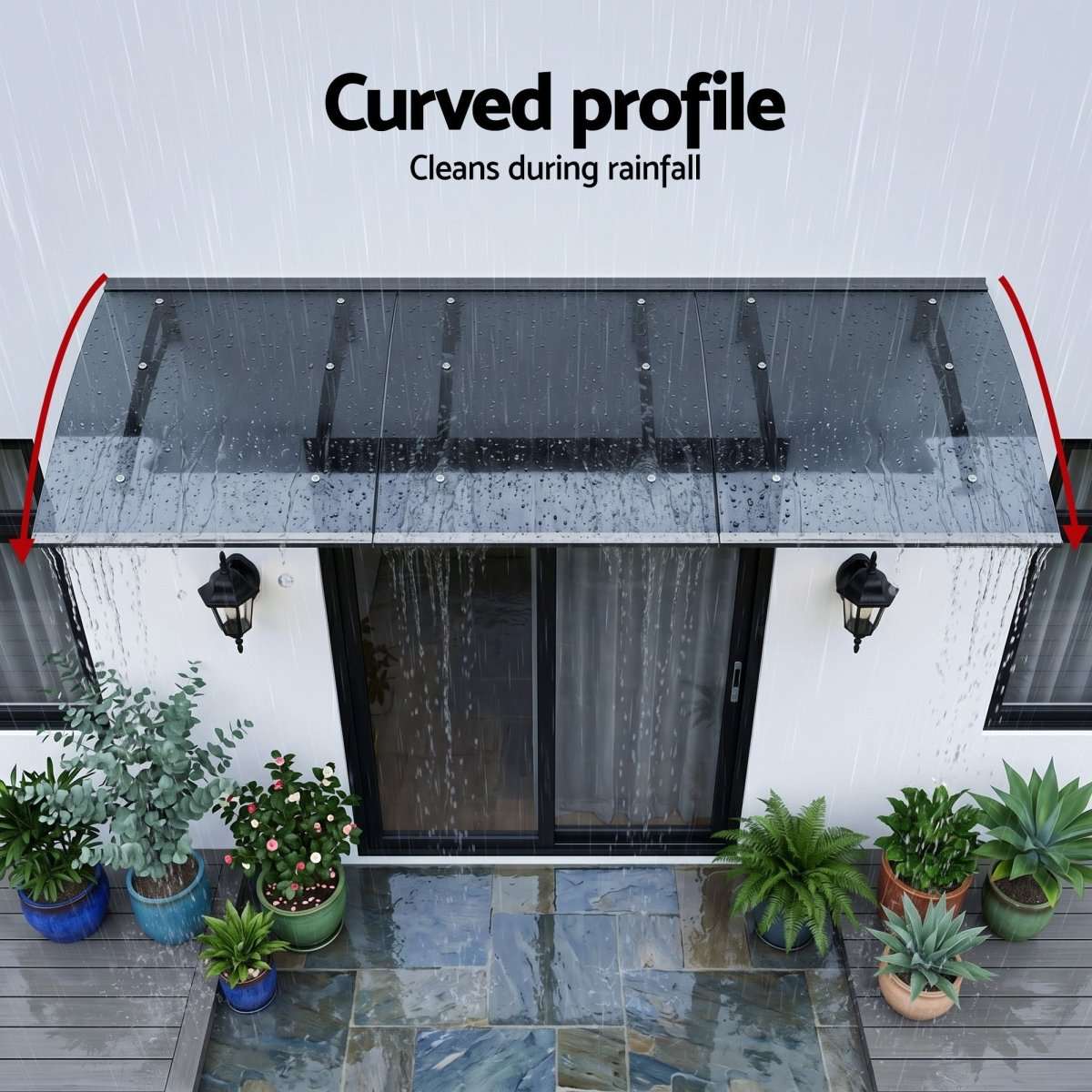 Instahut Window Door Awning Canopy 1m x 3m Grey Solid Sheet Metal Frame | Home & Garden > Shading > Awnings