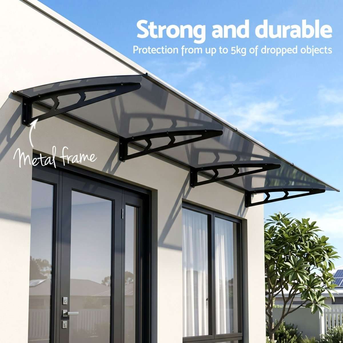 Instahut Window Door Awning Canopy 1m x 3m Grey Solid Sheet Metal Frame | Home & Garden > Shading > Awnings