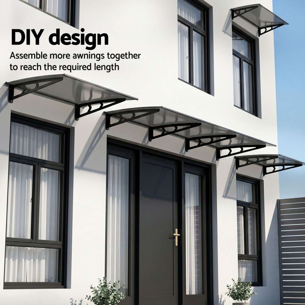 Instahut Window Door Awning Canopy 1m x 3m Grey Solid Sheet Metal Frame | Home & Garden > Shading > Awnings