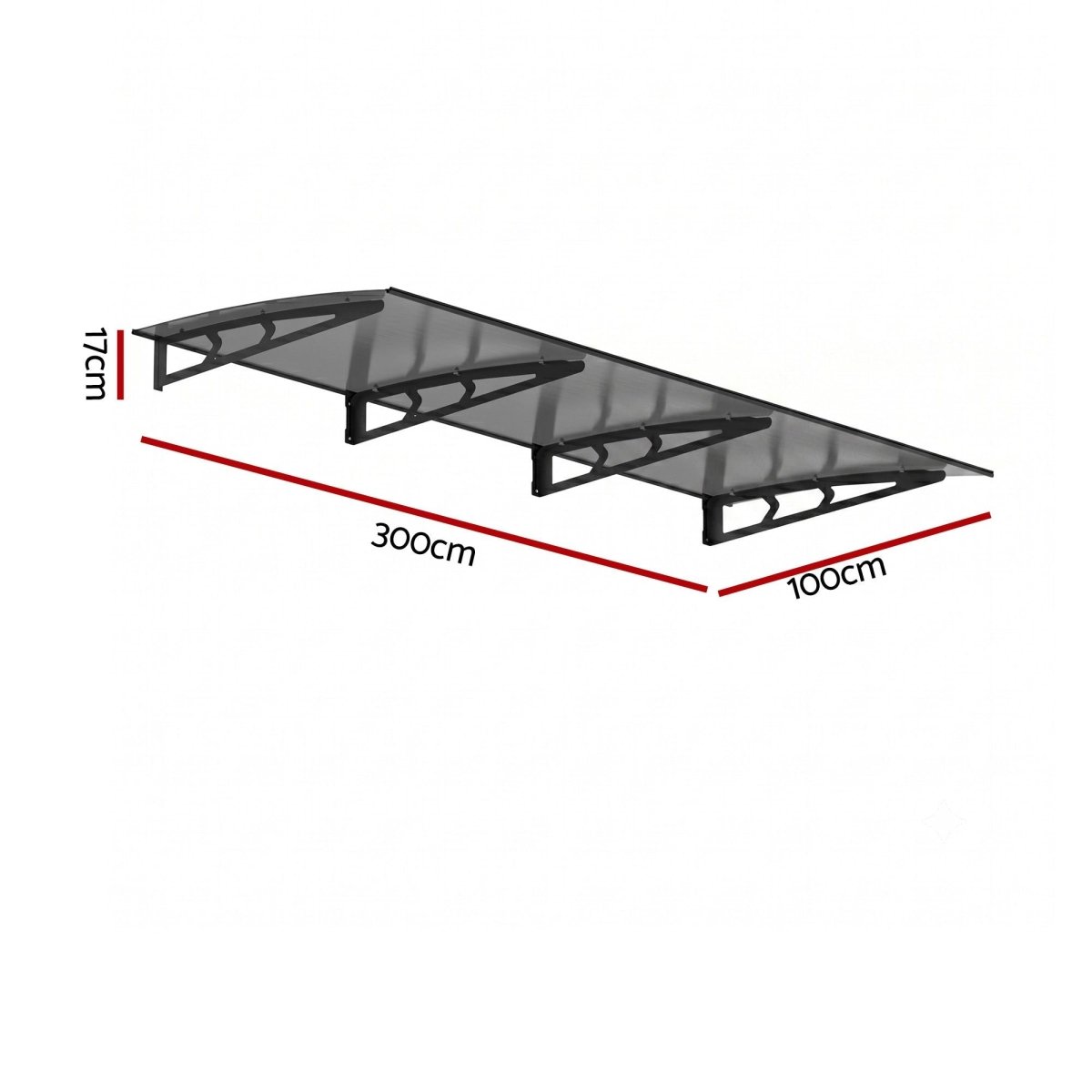 Instahut Window Door Awning Canopy 1m x 3m Grey Solid Sheet Metal Frame | Home & Garden > Shading > Awnings