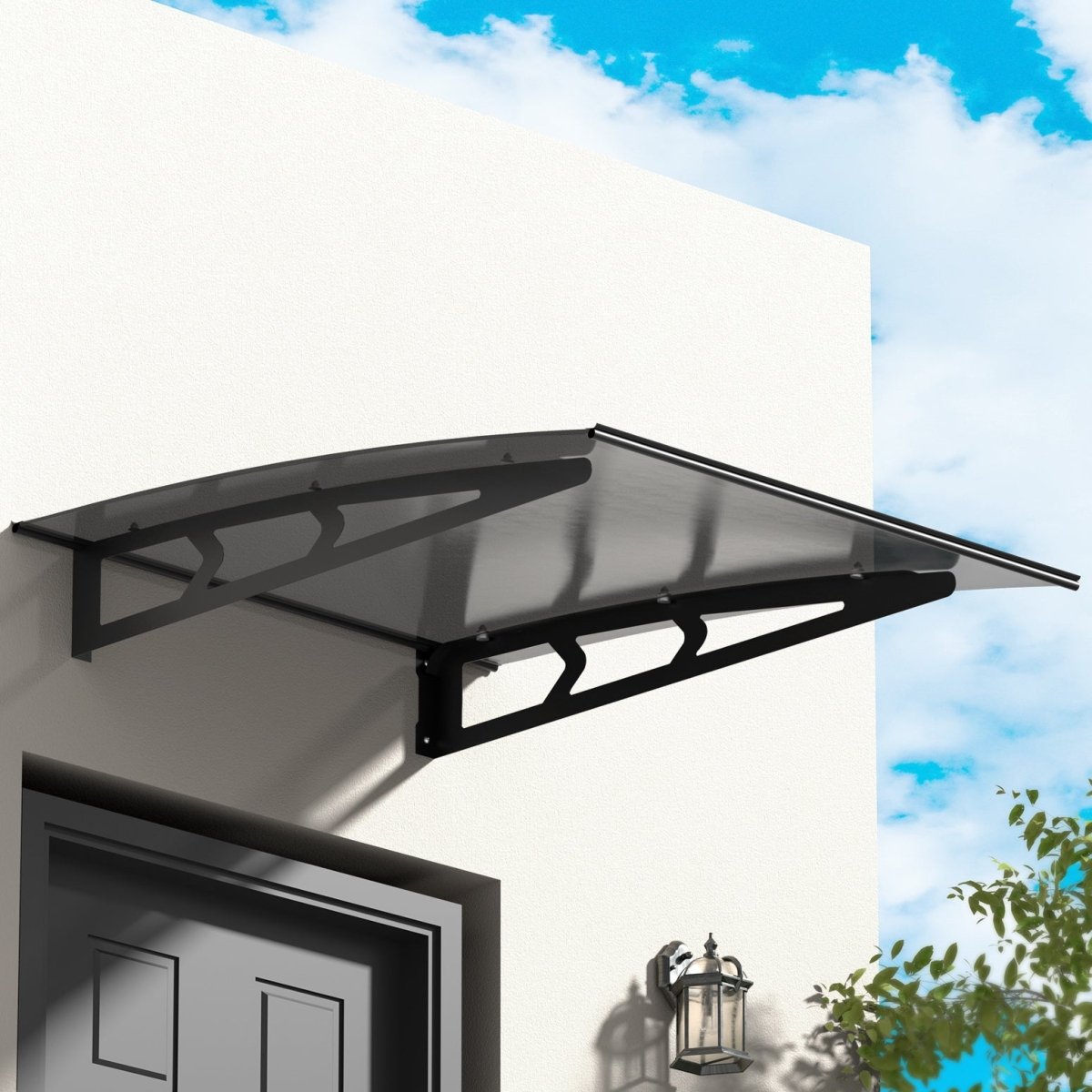 Instahut Window Door Awning Canopy 1mx1m Grey Solid Sheet Metal Frame - Outdoorium