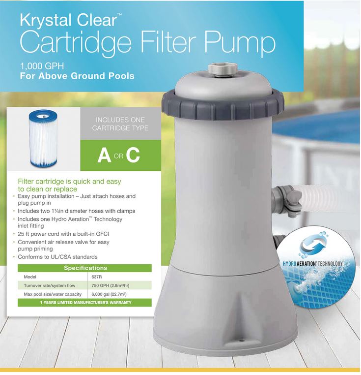 Intex Pool PUMP and FILTER 3785lph (1000gph) 28638 | Outdoorium