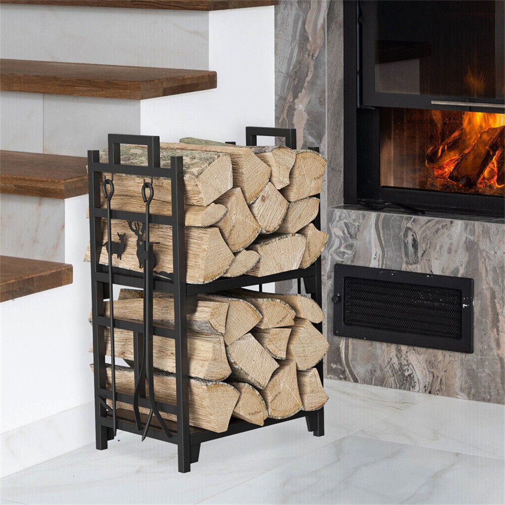 Iron Log Holder Indoor Heavy Duty Firewood Rack 180kg | Outdoorium