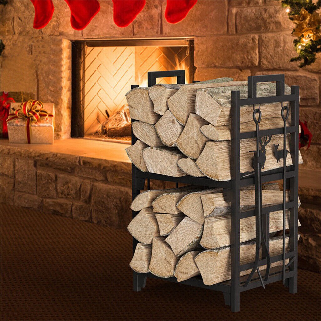 Iron Log Holder Indoor Heavy Duty Firewood Rack 180kg | Outdoorium