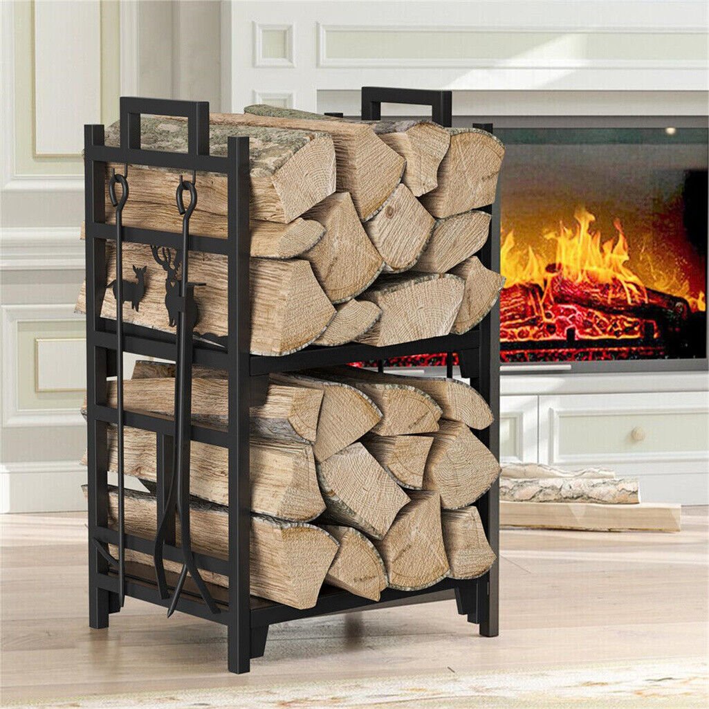 Iron Log Holder Indoor Heavy Duty Firewood Rack 180kg | Outdoorium