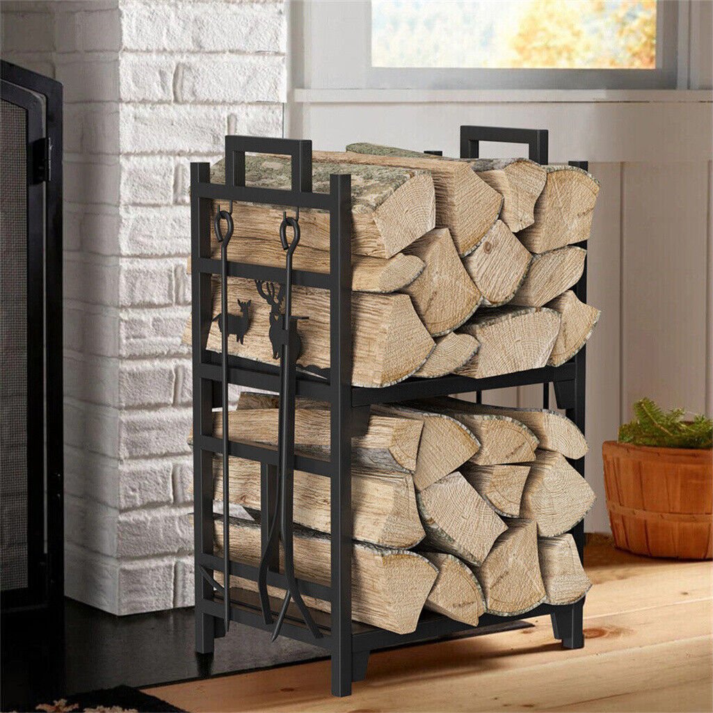 Iron Log Holder Indoor Heavy Duty Firewood Rack 180kg | Outdoorium