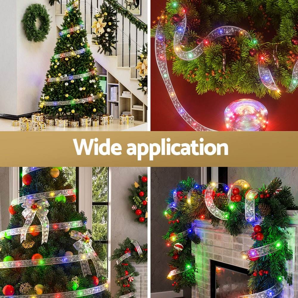 20M Christmas Lights Ribbon Fairy Light 200 LED Colored Jingle Jollys - Outdoorium