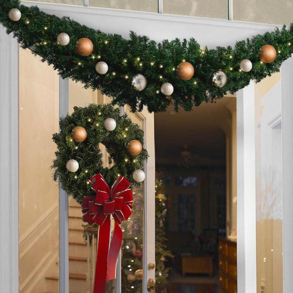 Jingle Jollys 2.1m Christmas Garland Xmas Decorations Green Wedding Party | Outdoorium