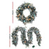 Jingle Jollys 2.7m Christmas Garland with Wreath Set LED Lights Snowy Xmas Decor - Outdoorium