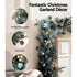 Jingle Jollys 2.7m Christmas Garland with Wreath Set LED Lights Snowy Xmas Decor - Outdoorium