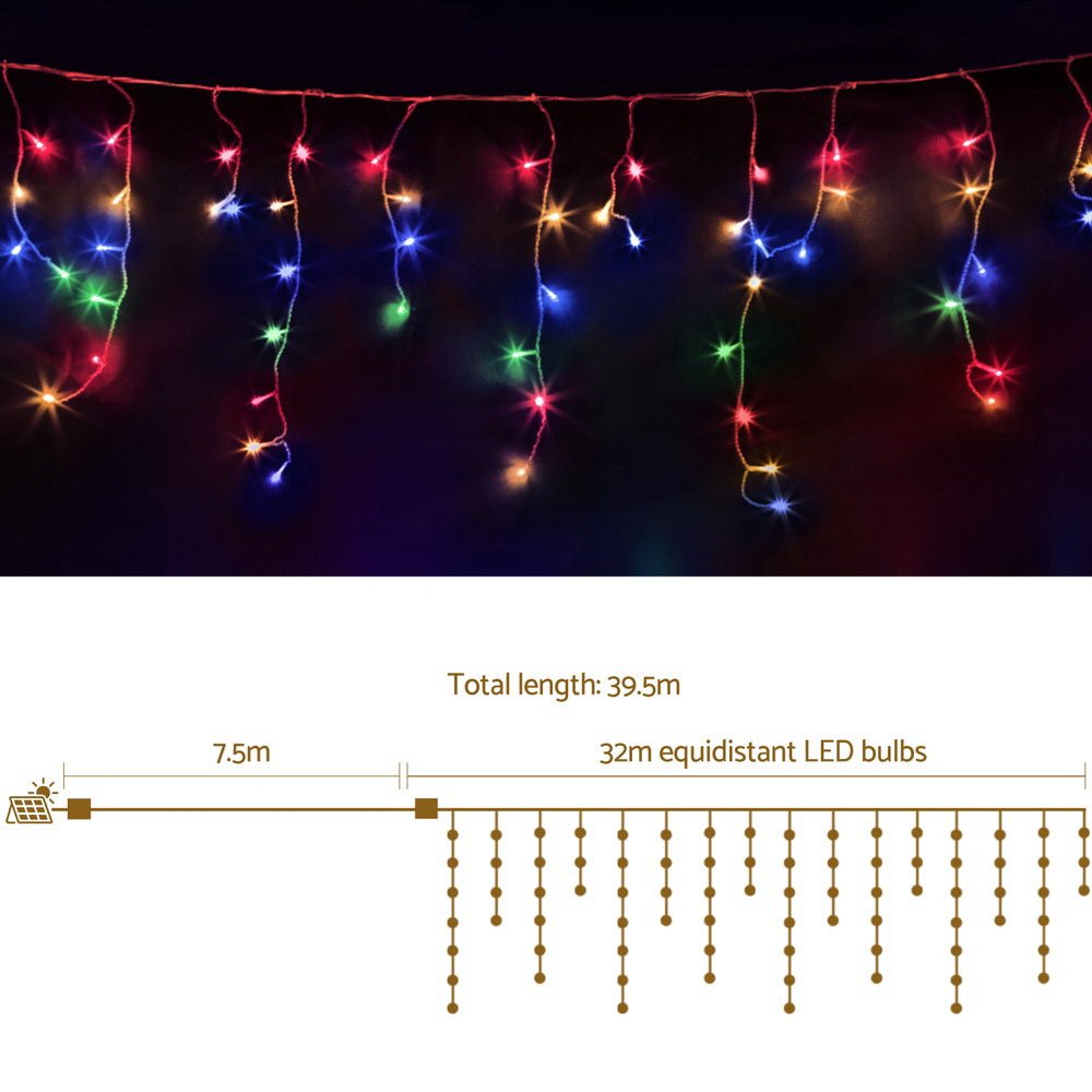 Jingle Jollys 32M Christmas Lights Icicle String Light 960 LED Multi - coloured - Outdoorium