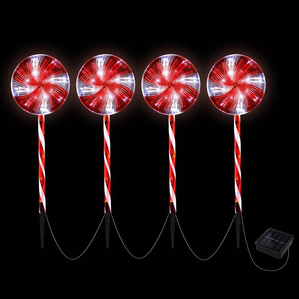 4 PCS Christmas Lights Path Ground Light Garden Decoration 112 LED Jingle Jollys | Outdoorium
