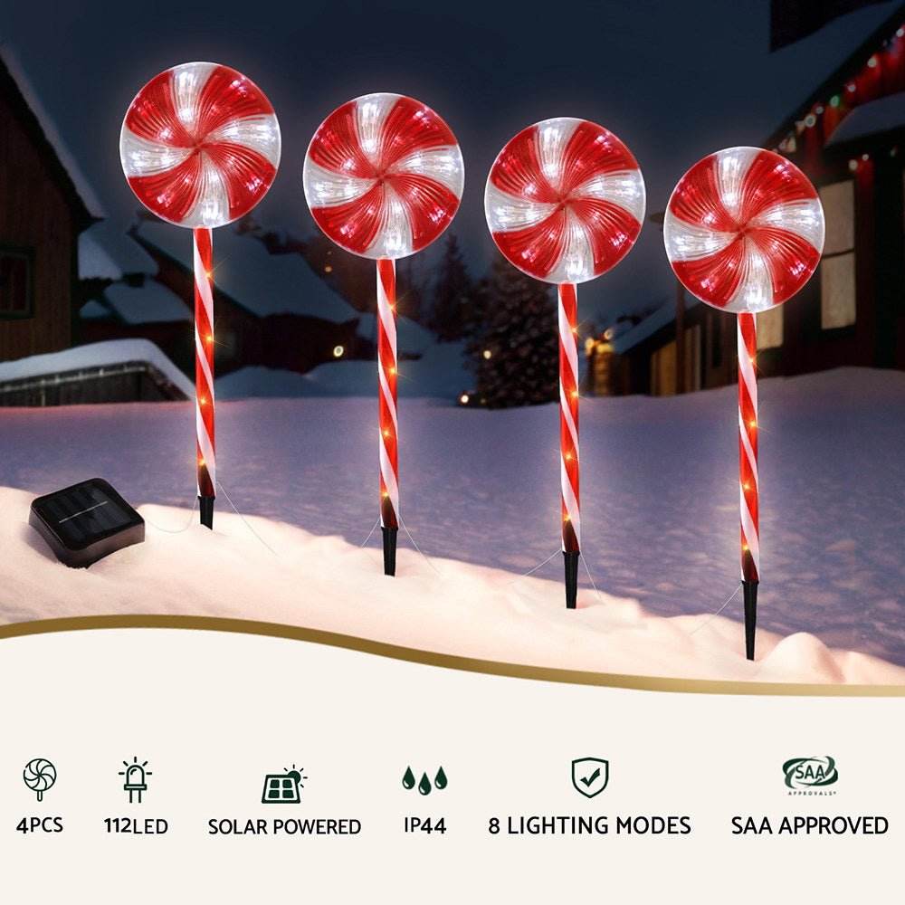 4 PCS Christmas Lights Path Ground Light Garden Decoration 112 LED Jingle Jollys | Outdoorium
