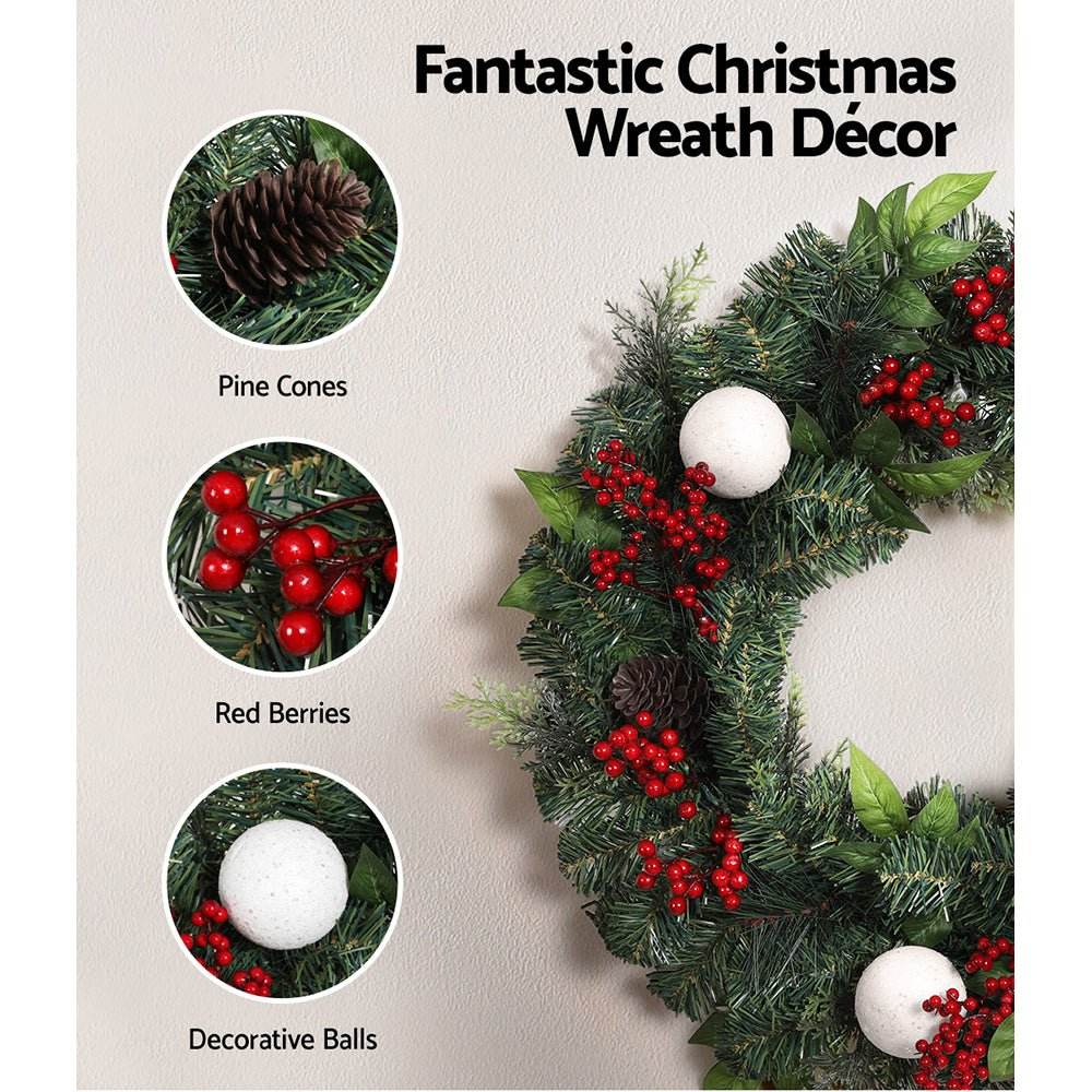 Jingle Jollys Christmas Garland with Wreath Set Ornaments Xmas Tree Decor | Outdoorium