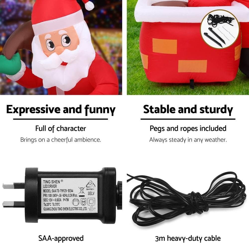 Jingle Jollys Christmas Inflatable Santa Illuminated Decorations | Outdoorium