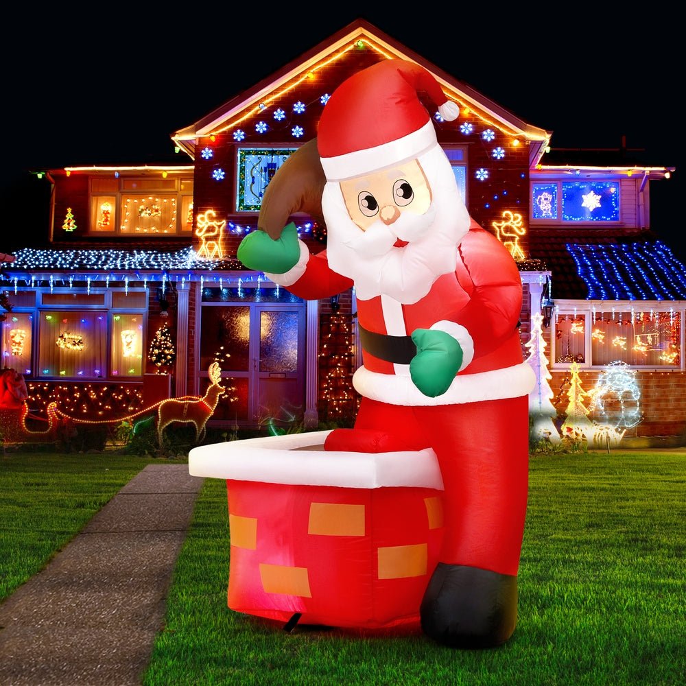 Jingle Jollys Christmas Inflatable Santa Illuminated Decorations - Outdoorium