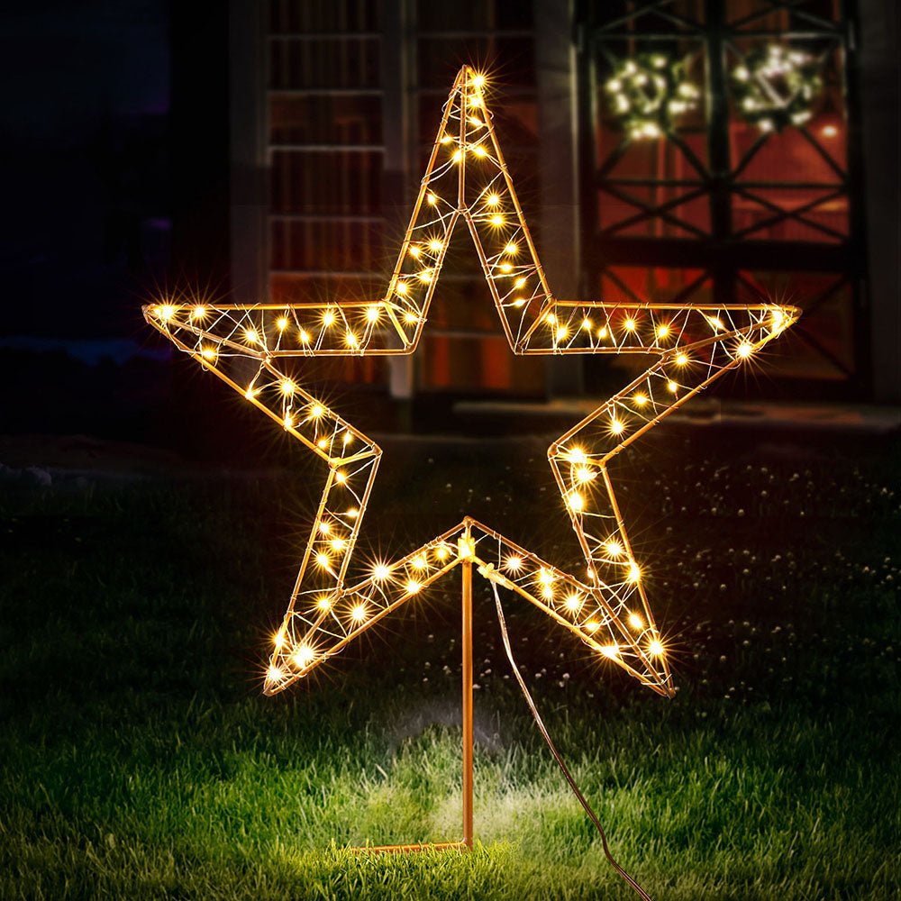 Jingle Jollys Christmas Lights 100 LED Fairy Light Ground Star Garden Decoration - Outdoorium