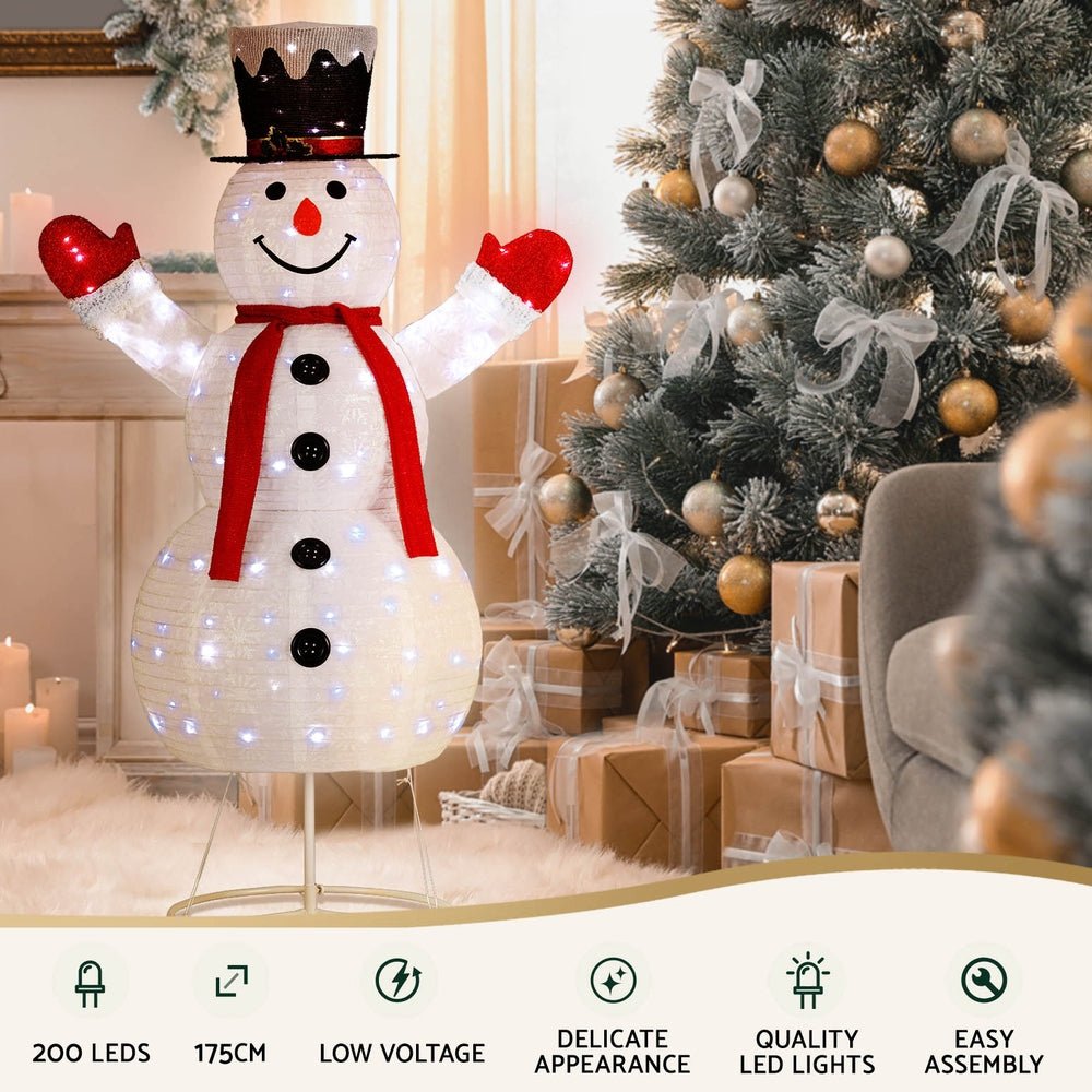 Jingle Jollys Christmas Lights 200 LED 175cm Fairy Light Snowman Decorations - Outdoorium