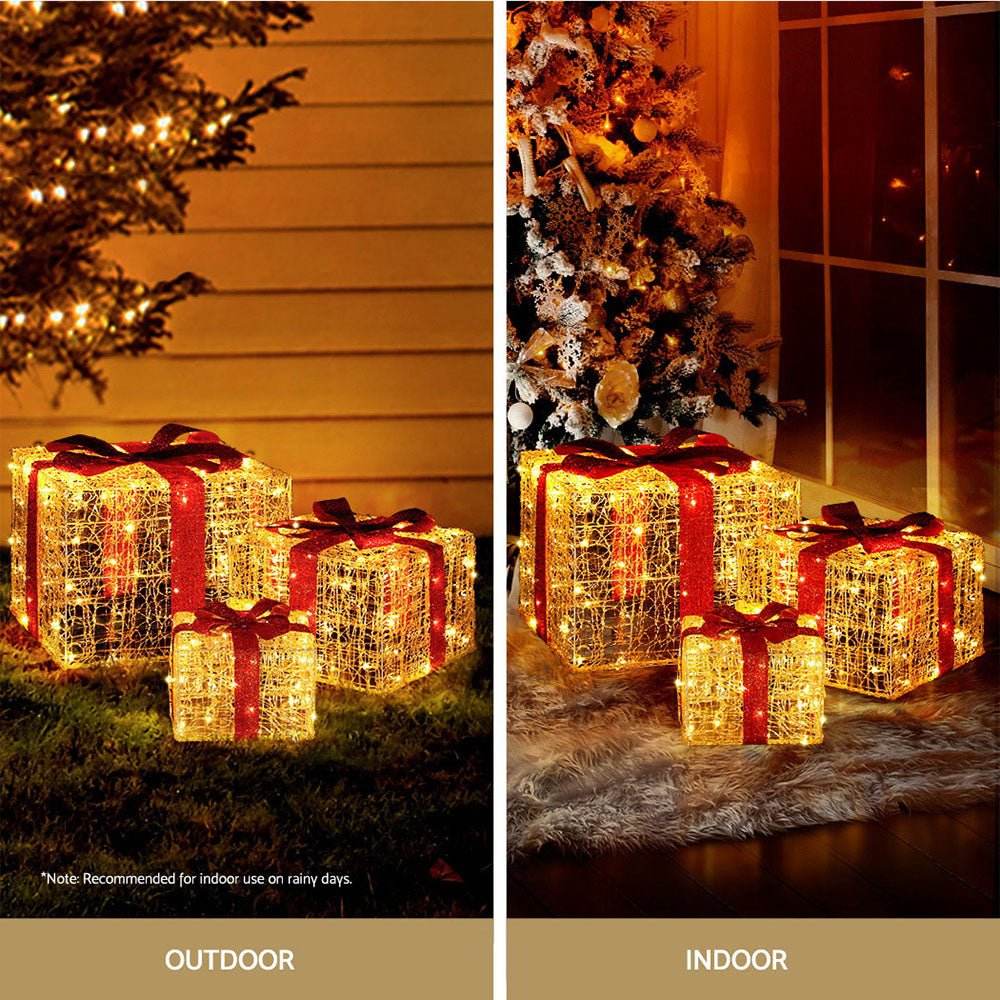 3 PCS Christmas Lights 240 LED Fairy Light Gift Box Decorations Jingle Jollys - Outdoorium