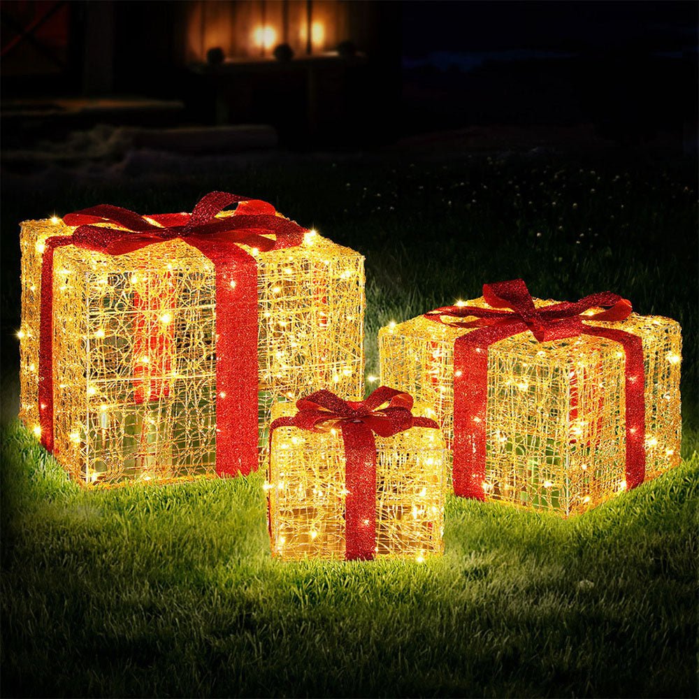 Jingle Jollys Christmas Lights 240 LED Fairy Light Gift Box 3pcs Decorations - Outdoorium