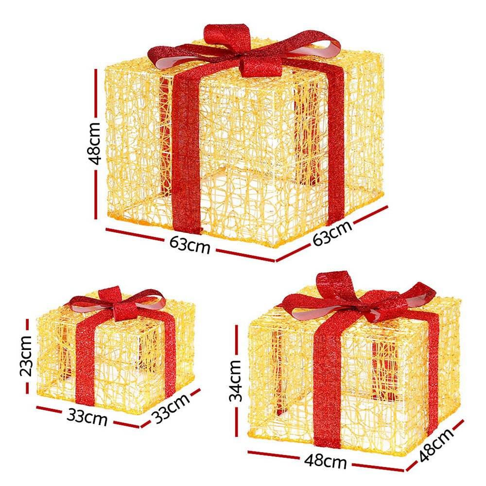 3 PCS Christmas Lights 240 LED Fairy Light Gift Box Decorations Jingle Jollys - Outdoorium