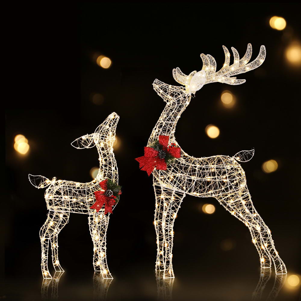 Jingle Jollys Christmas Lights 2pcs Reindeer Set Fairy Light 170 LED Decorations - Outdoorium