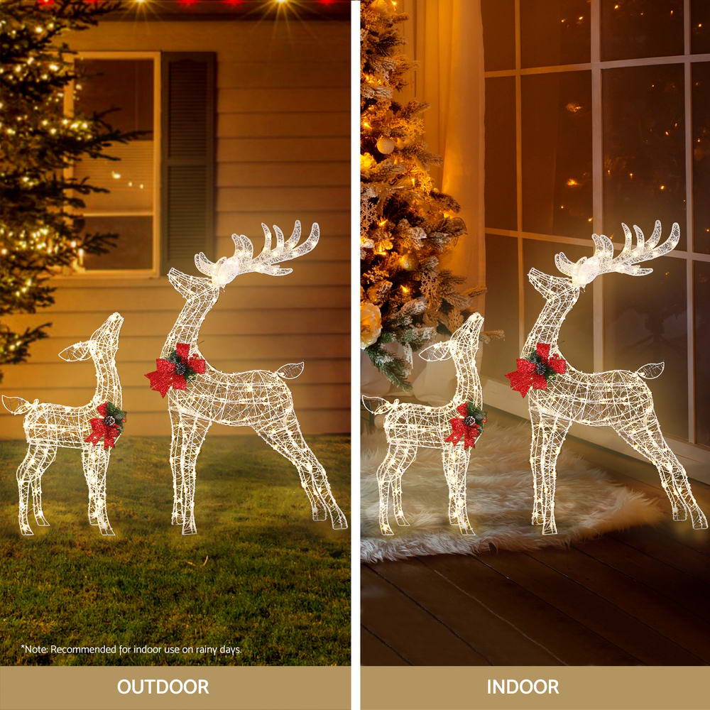 Jingle Jollys Christmas Lights 2pcs Reindeer Set Fairy Light 170 LED Decorations - Outdoorium