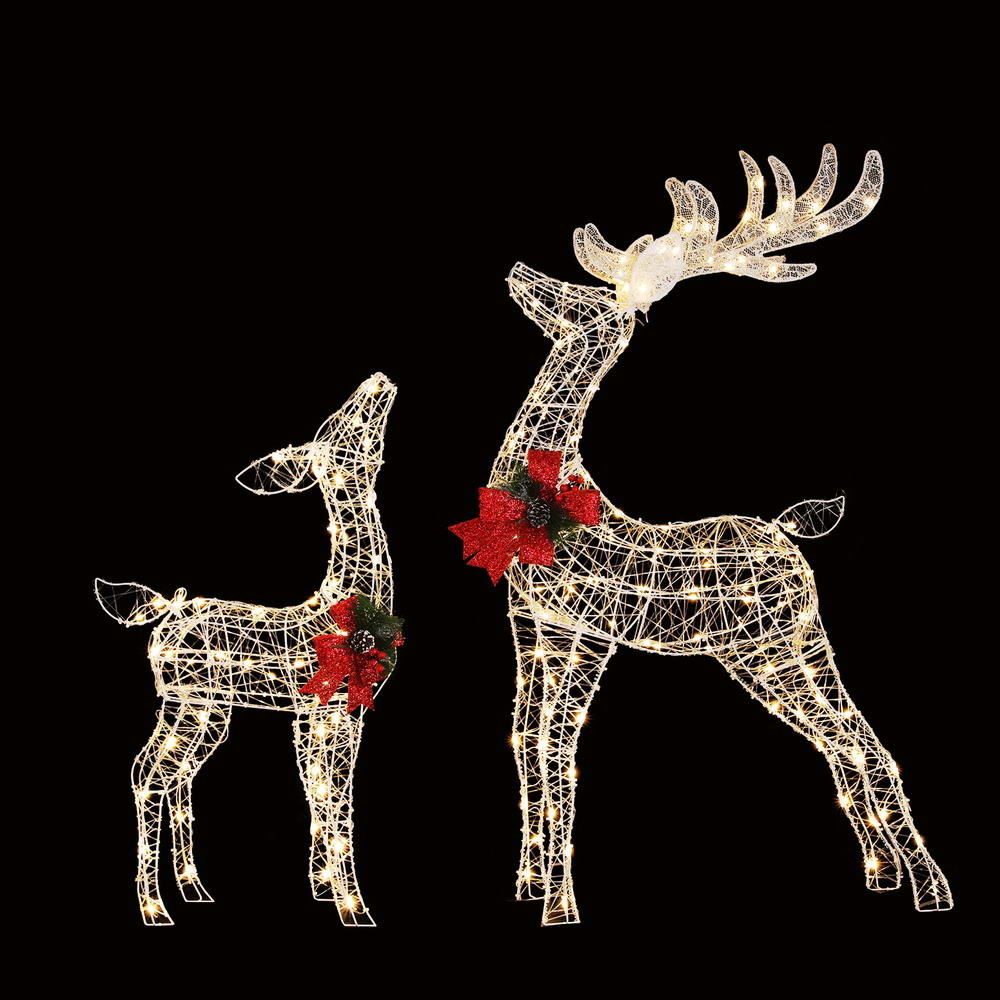 Jingle Jollys Christmas Lights 2pcs Reindeer Set Fairy Light 170 LED Decorations - Outdoorium